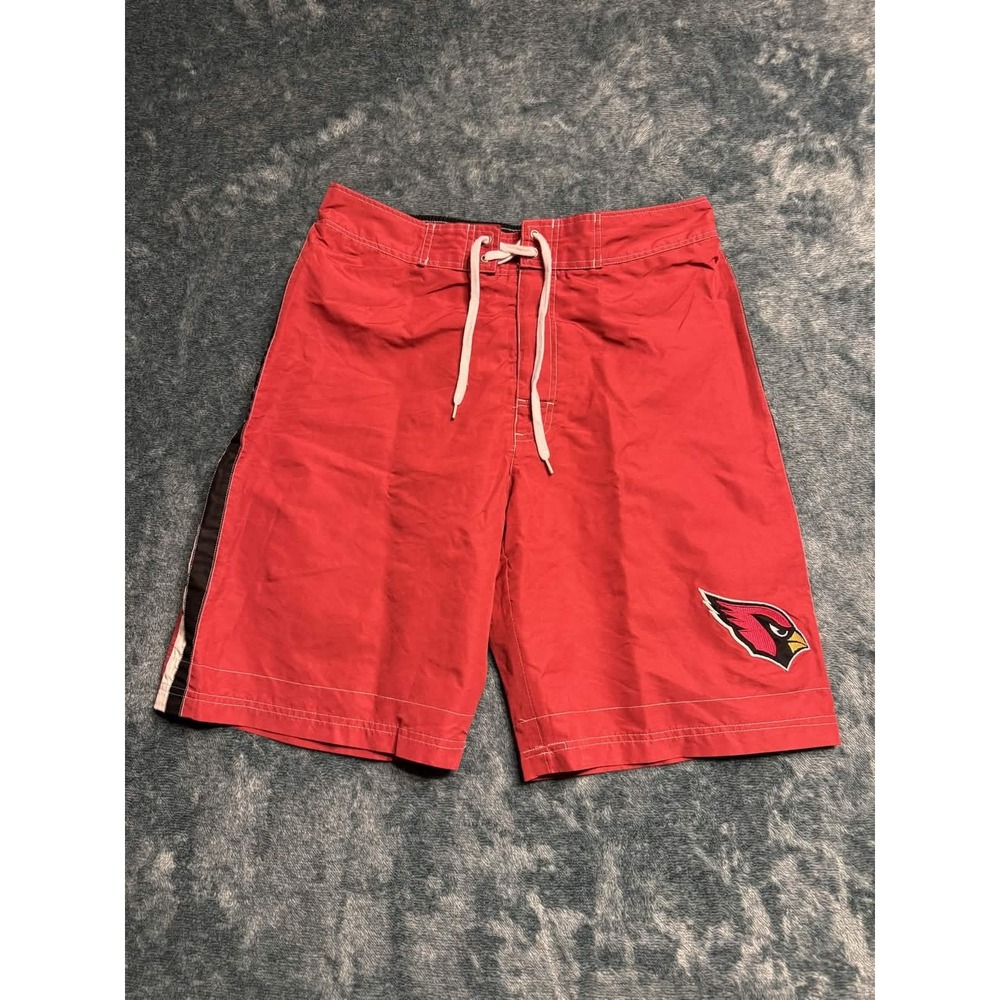 NFL Team Apparel Mens Arizona Cardinals Board Shorts Red Medium Swim Trunks
